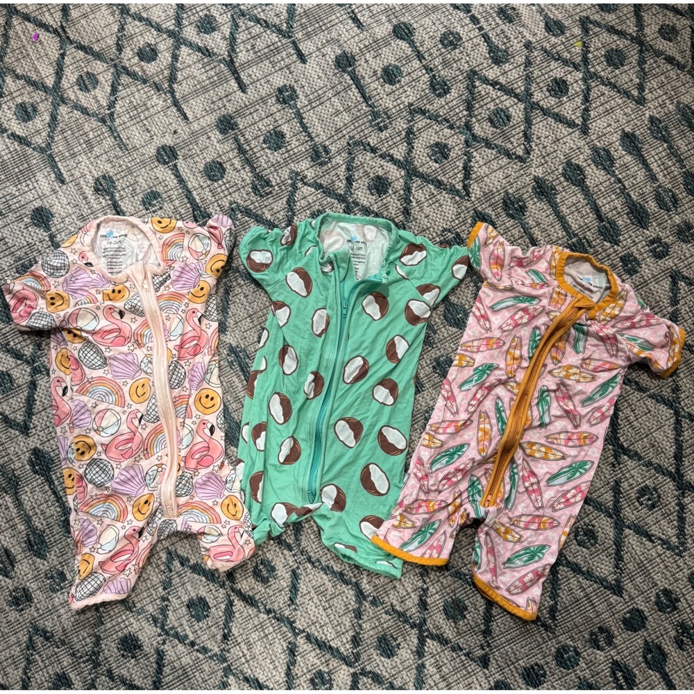 Little One Shop Bamboo Shortie Romper Bundle 12-24M Flamingo Coconut Surf